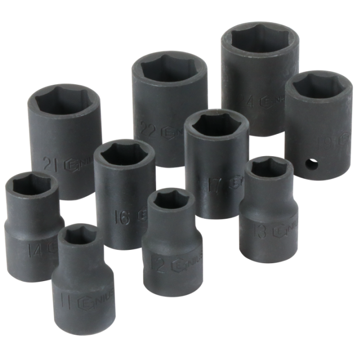 jeu de 10 douilles à chocs de 11 à 24mm