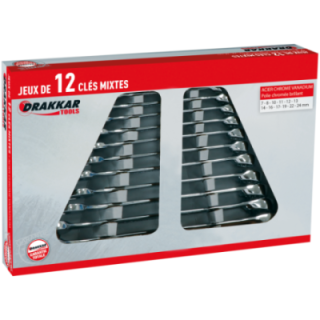 jeu de 12 clés mixtes de 7 à 24mm