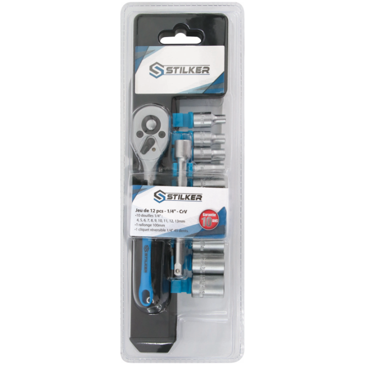 coffret de douilles et cliquets 1/4'' de 4 à 13mm