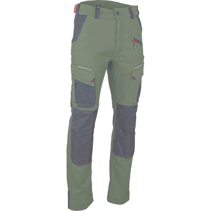 Pantalon renforcé stretch multipoches Memory kaki/noir LMA - taille 40
