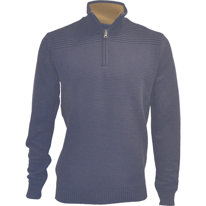 Pull à col zippé marine Besnard - taille M