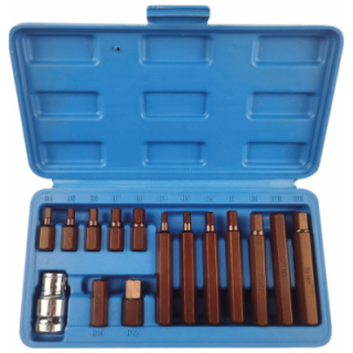 coffret de 15 embouts hexagonal de 4 à 12mm - porte embout 1/2''