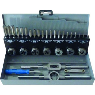 Coffret de tarauds et filières HSS M3 à M12, 32 pièces