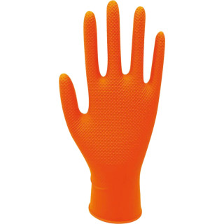Boîte de 100 gants jetables en nitrile orange picots - Taille L