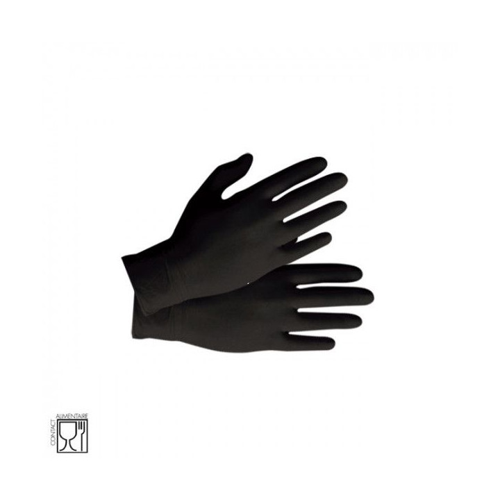 Boîte de 100 gants jetables en nitrile noir - Taille L