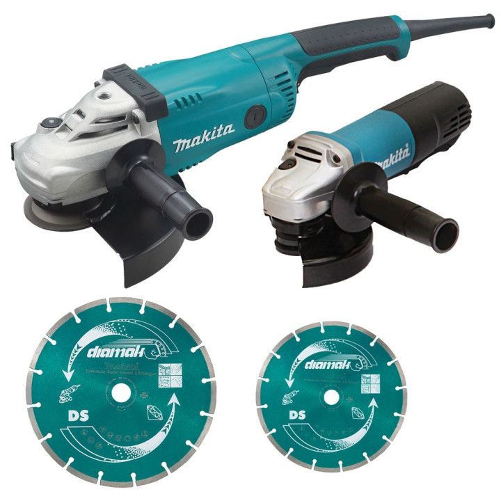 Kit 2 meuleuses filaires Makita Ø230/Ø125 mm avec disques (GA9020 + 9558HNRG)