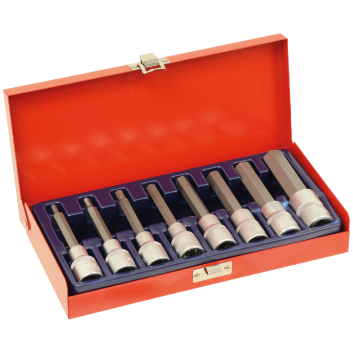 coffret de 8 embouts hexagonal de 4 à 17mm - sur douille 1/2''