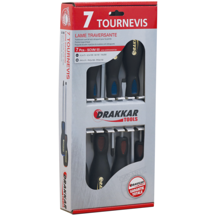 jeu de 7 tournevis à lame traversante plat et Phillips®