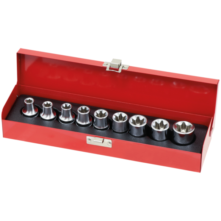 coffret de 9 douilles Torx® 1/2'' de E10 à E24