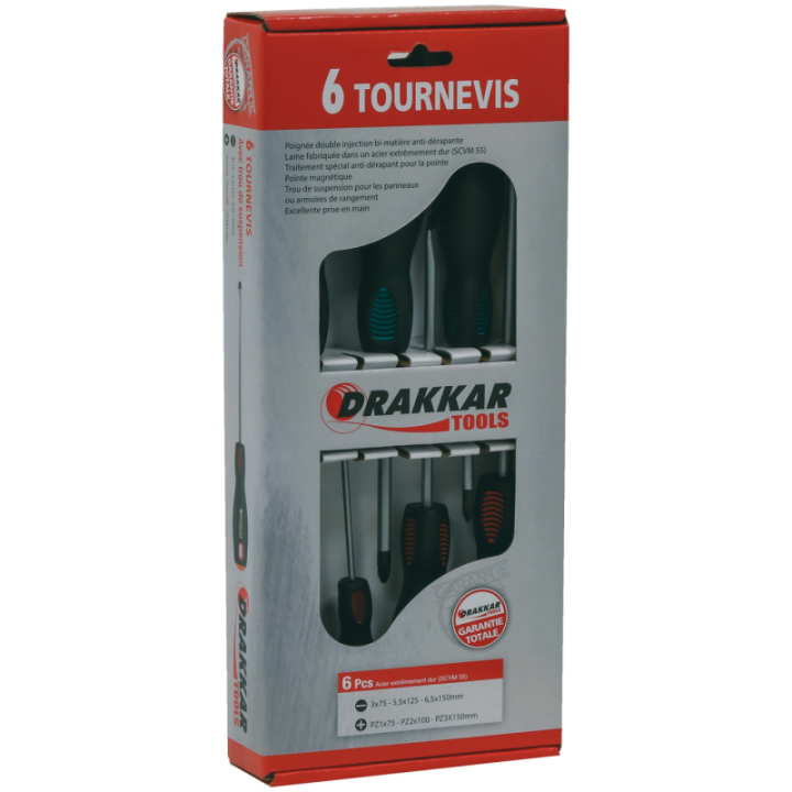 jeu de 6 tournevis plat et Pozidriv®