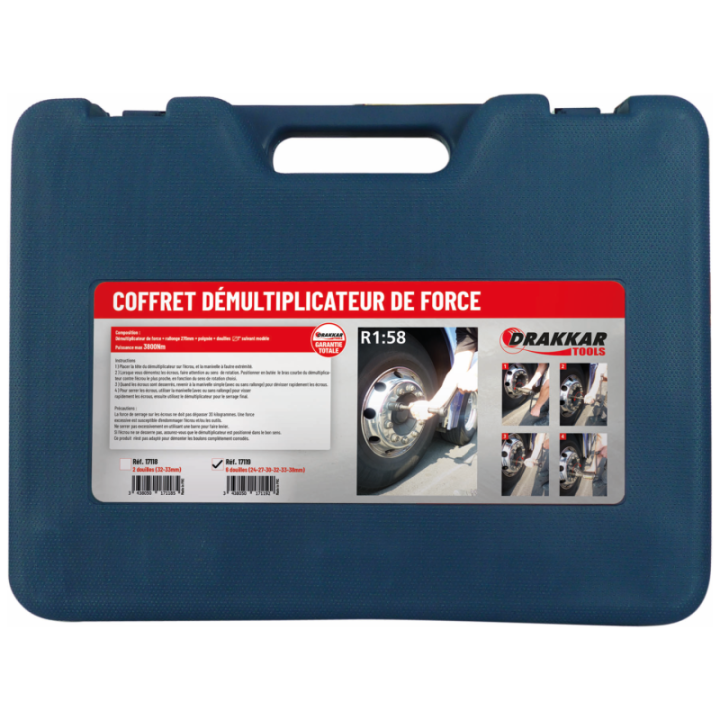 coffret démultiplicateur de force et 6 douilles