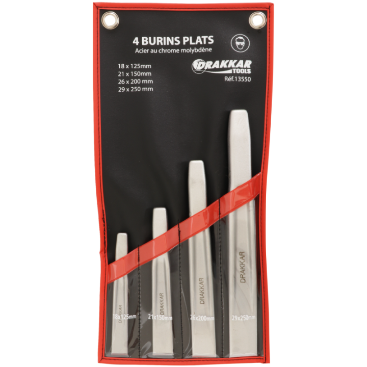 jeu de 4 burins plats de mécanicien