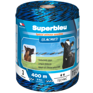 fil pour clôture électrique Super Bleu 400m