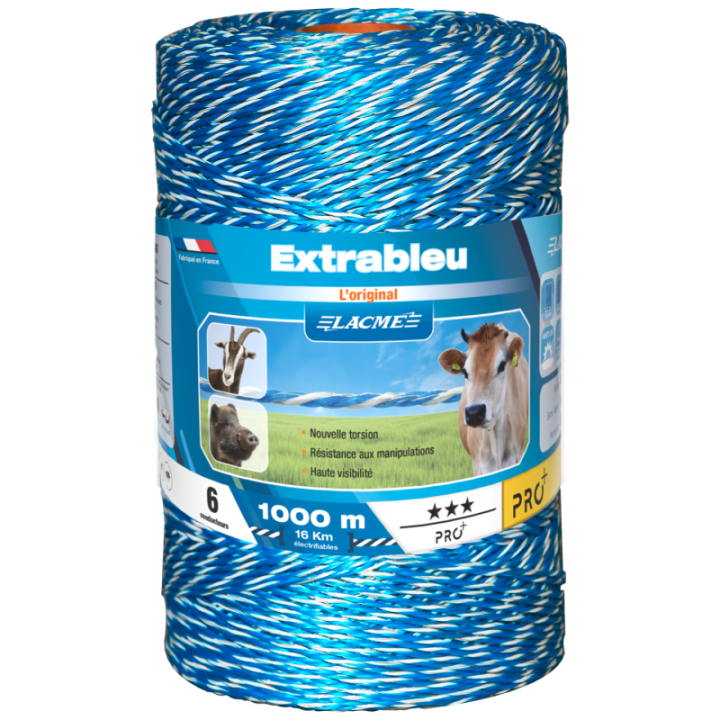 fil pour clôture électrique Extra Bleu 6 1000m