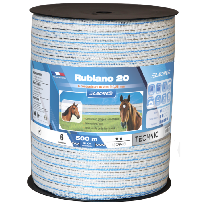 ruban pour clôture électrique Rublanc 20mm 500m