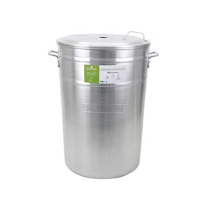 Cuiseur aluminium 90 litres - 24 bocaux de 1 L
