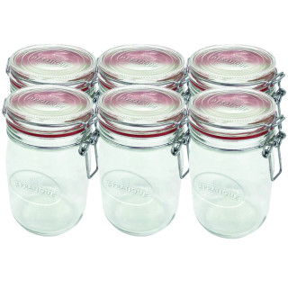 Pack de 6 bocaux à armature 1 L + sac à vrac offert