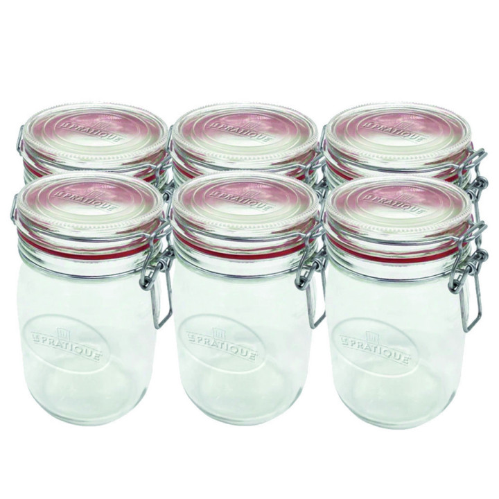 Pack de 6 bocaux à armature 750 ml + éplucheur offert