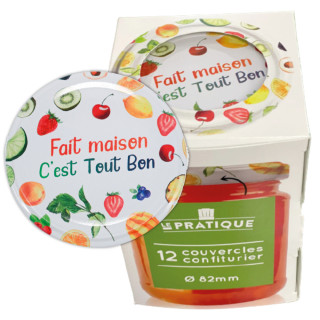 12 couvercles pour pots à confiture Ø82mm