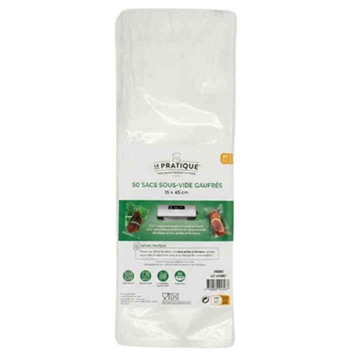 Sachet de 50 sacs sous-vide gaufrés 15 x 45 cm