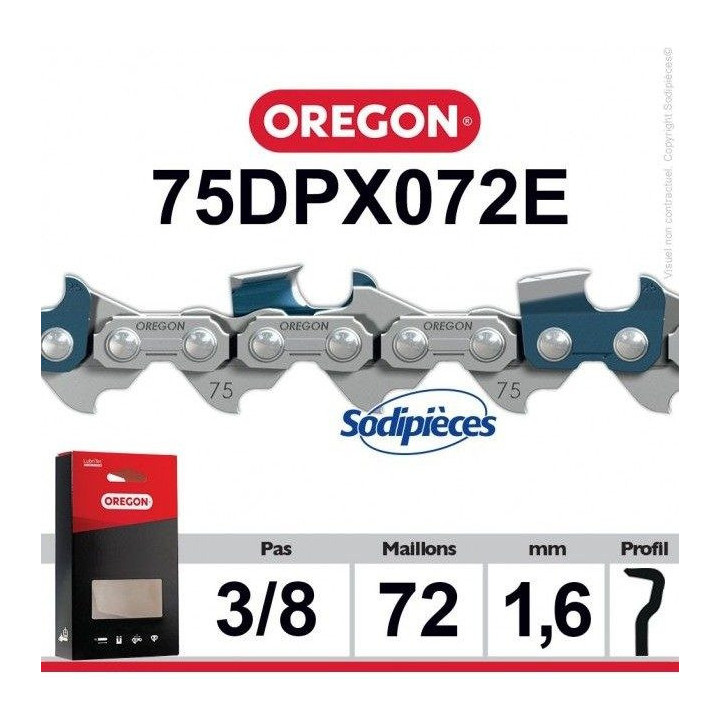 Chaîne de tronçonneuse Oregon 75DPX 3/8" 1,6 mm 72 maillons (Q75DP072E)