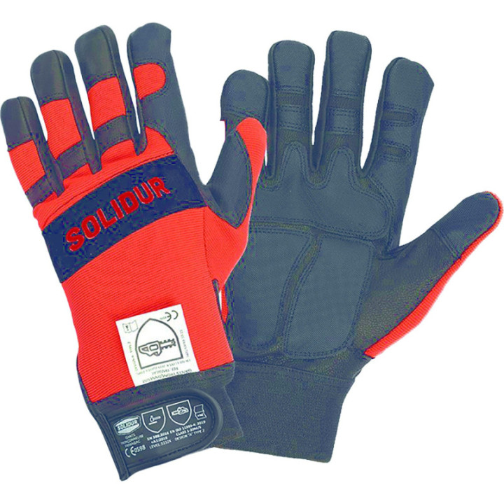 Gants anti-coupure tronçonneuse Solidur FRMAGAC - Classe 1 - Taille 10
