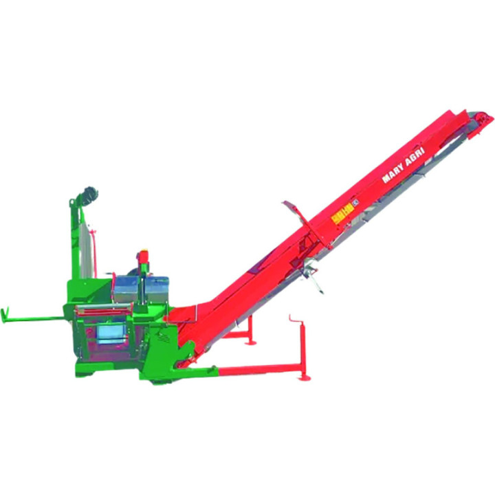 Scie circulaire à bûches Mary Agri SC700 Ø700 mm avec chevalet et tapis d'évacuation 5 m
